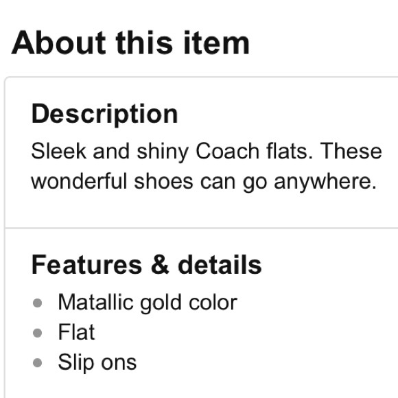 ⭐️Coach “Anora” Metallic Gold Leather Ballet Flats - Picture 8 of 8